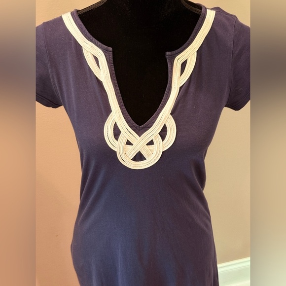 Women’s LILY PULITZER Brewster navy blue pima cotton shift dress Size Small - Picture 5 of 6